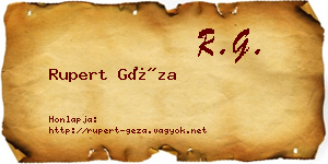 Rupert Géza névjegykártya